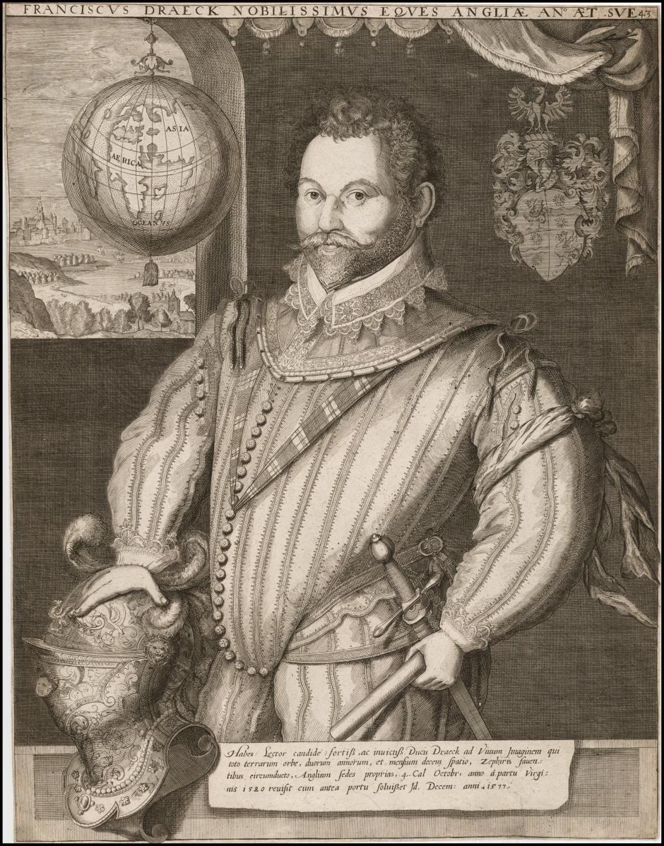 Retrato de Sir Francis Drake por Jodocus Hondius I (1583)