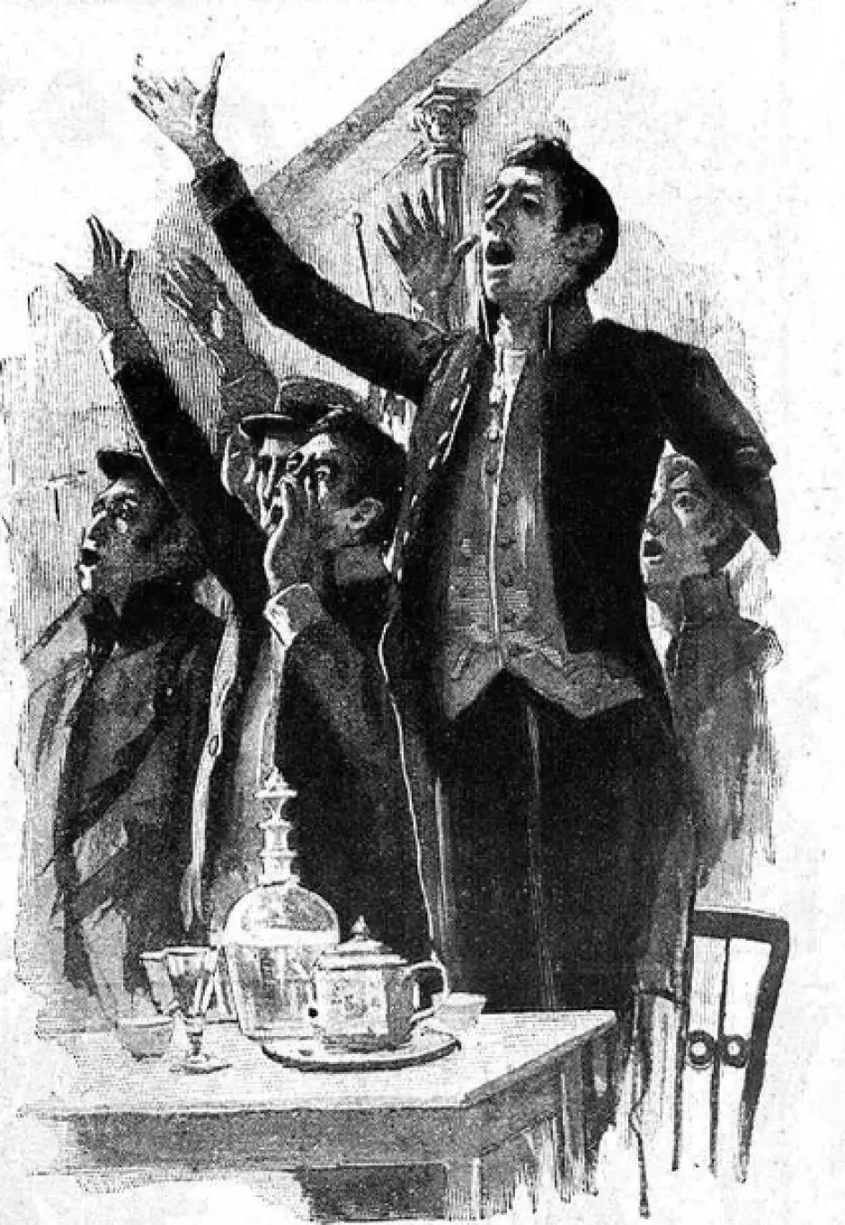 Tertulias y debates políticos que se celebraban en cafés madrileños como La Fontana de Oro o el Café de Lorenzini