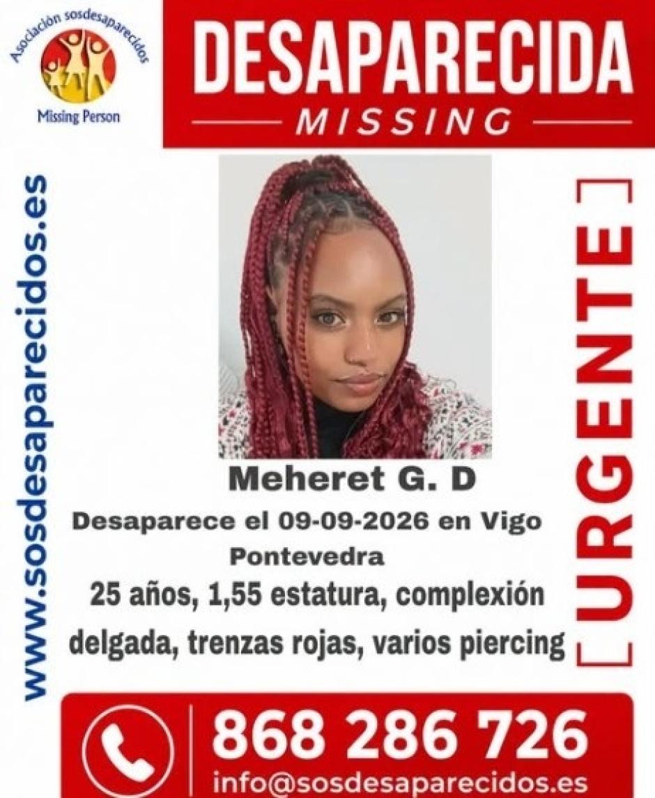 Buscan a Meheret G.D., desaparecida en Vigo el 9 de septiembre de 2026