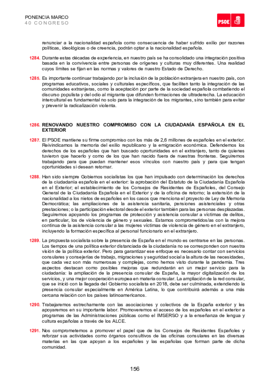 Ponencia Marco 40º Congreso del PSOE (2021)