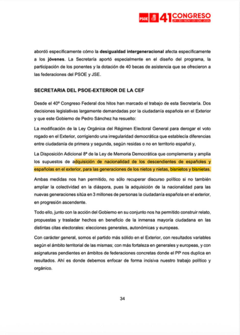Informe de gestión del 41º Congreso del PSOE