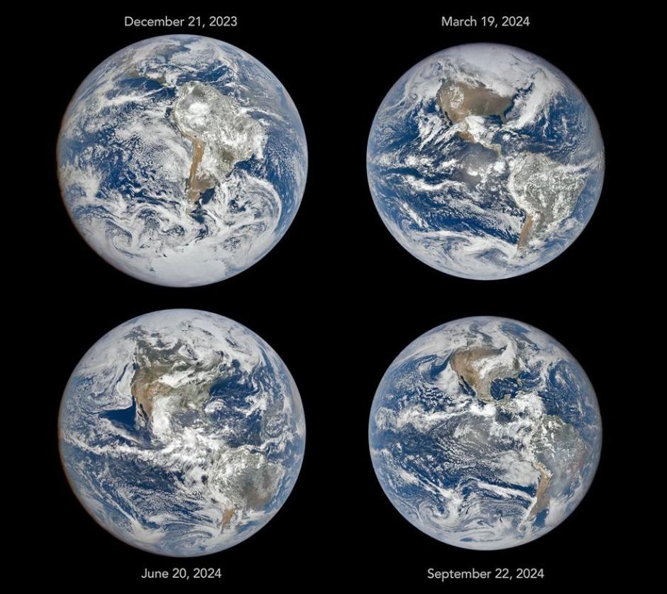 La Tierra en los solsticios de diciembre y junio y en los equinoccios de marzo y septiembre
