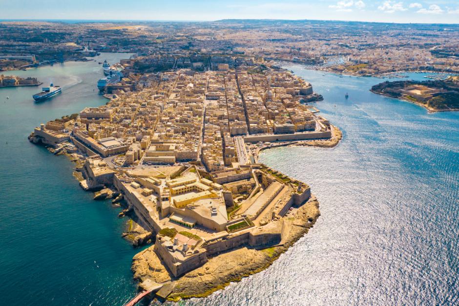 Vista aérea de la ciudad de La Valeta. Capital de la isla maltesa