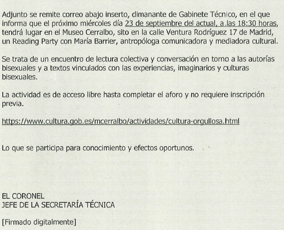 El correo interno de la Secretaría Técnica al que ha tenido acceso El Debate
