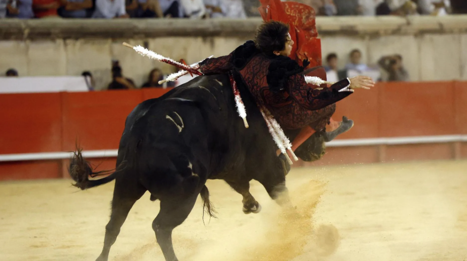 La cogida de Roca Rey en Nimes (Francia)