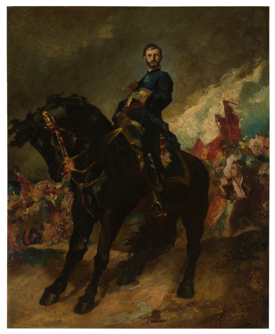 El general Prim, a caballo, en la batalla de los Castillejos. Obra atribuida a Henri Alexandre George Regnault