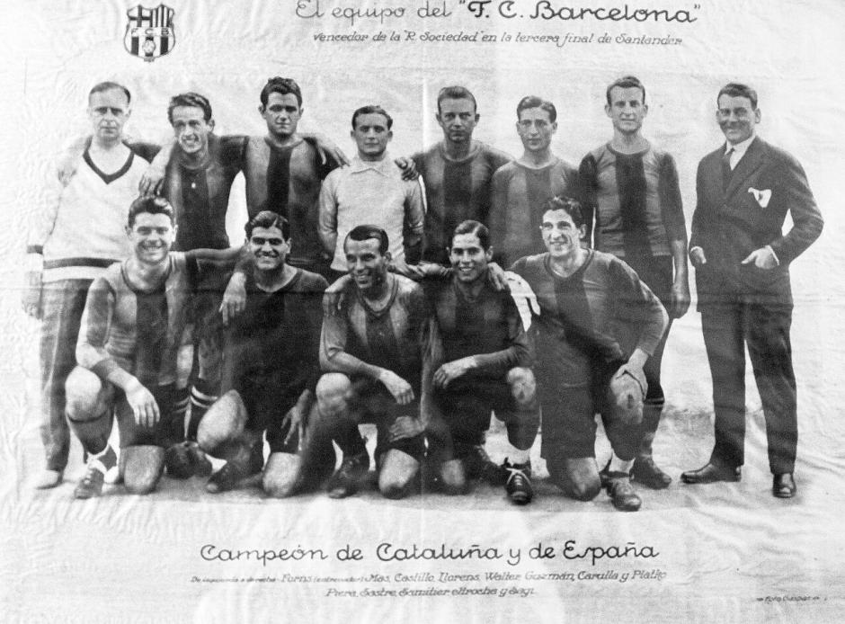 El FC Barcelona 1927-28 con Platko de pie a la derecha