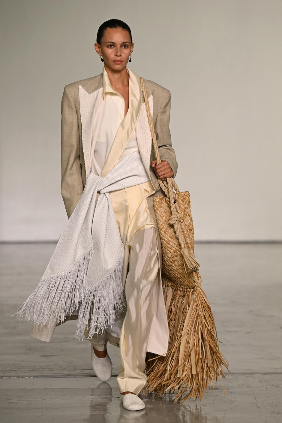 A model walks the runway during the Bottega Veneta collection show as part of Women's Spring/Summer 2027 Milan's fashion week, on September 26, 2026. (Photo by Piero CRUCIATTI / AFP)