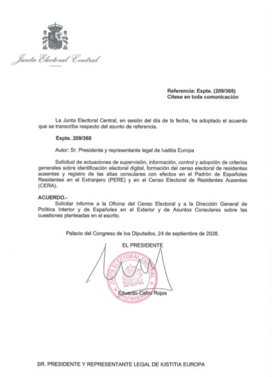 Acuerdo de la Junta Electoral