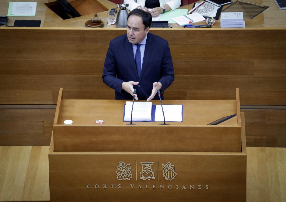 Imagen tomada este lunes de Juanfran Pérez Llorca en las Cortes Valencianas