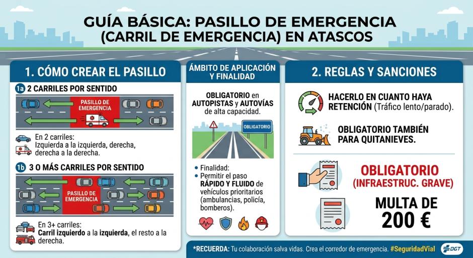 La DGT no ha explicado lo suficiente cómo funciona el carril de emergencia