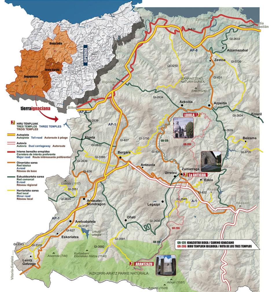 Mapa de la Ruta de los Tres Templos