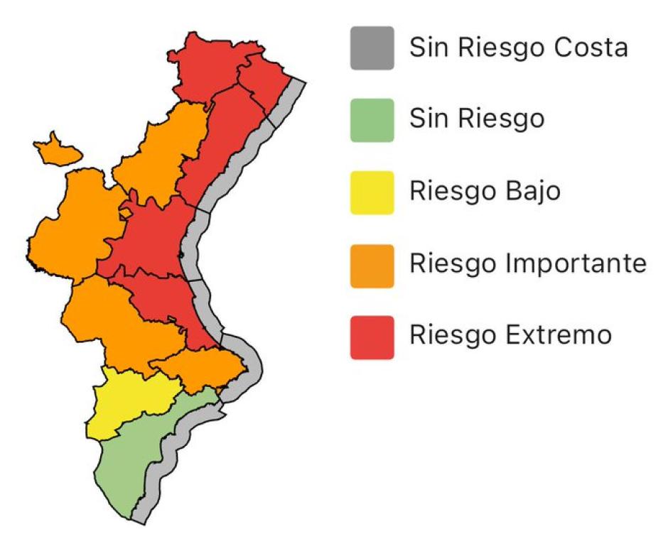 Imagen de los avisos decretados para este jueves 1 de octubre