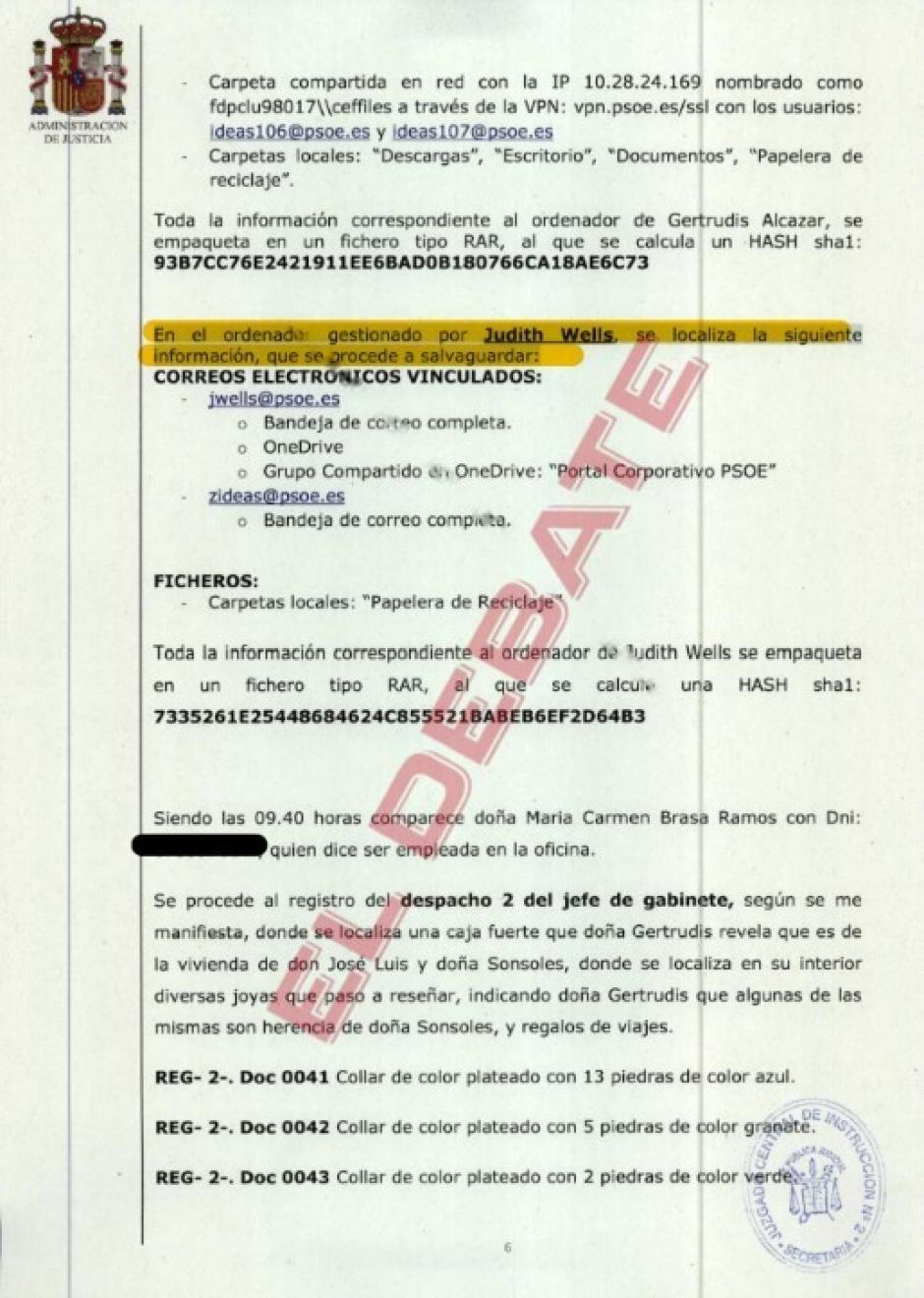 Extracto del acta de registro de la UDEF