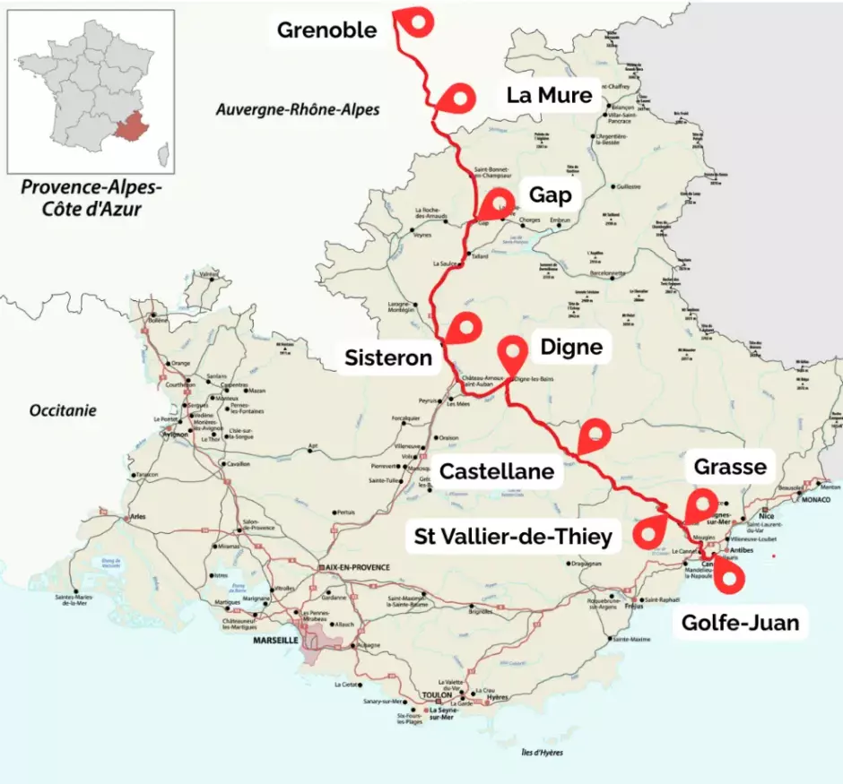 Mapa de la Ruta Napoleón