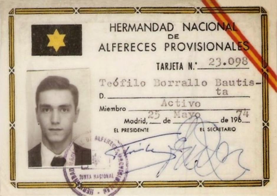 Tarjeta de identidad de la Hermandad Nacional de Alféreces Provisionales