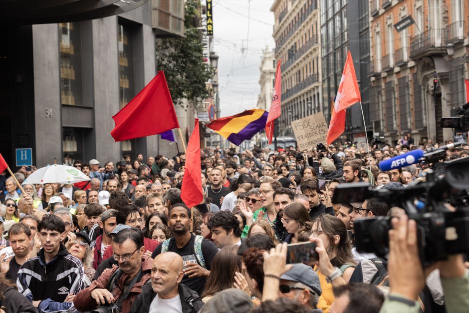 Imagen de la manifestación de este viernes frente al Congreso en Madrid