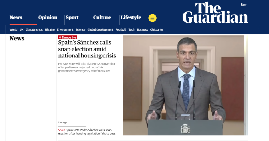 Artículo en The Guardian sobre la convocatoria de elecciones en España