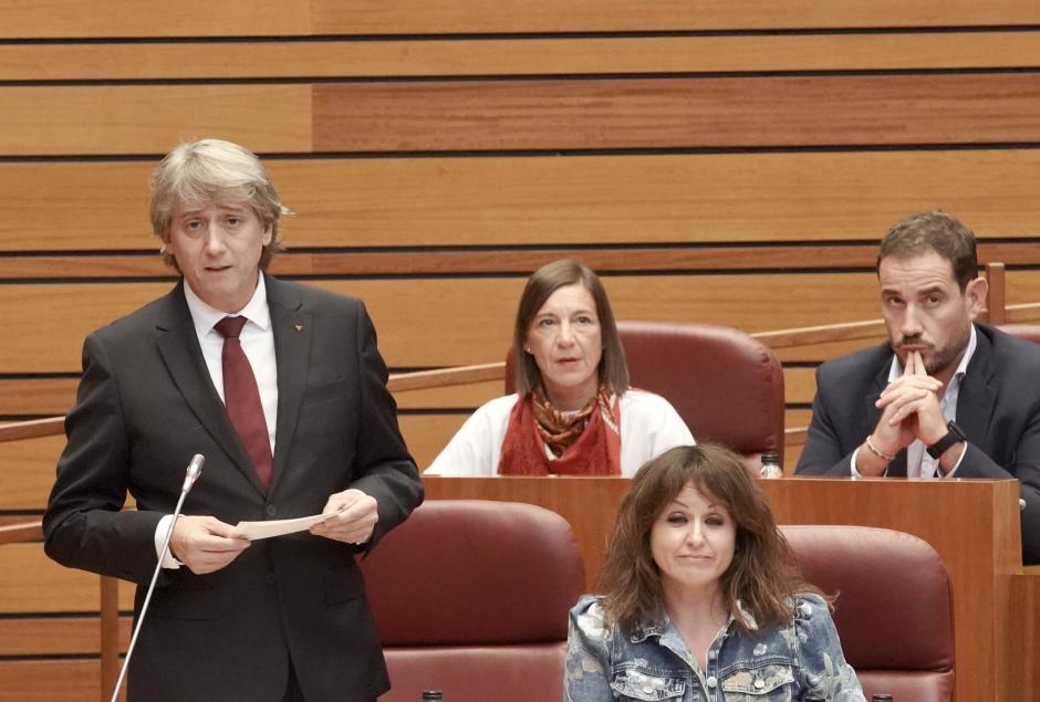 El portavoz socialista Carlos Martínez en el Pleno de las Cortes
