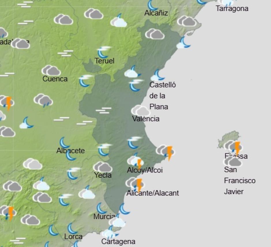Imagen del mapa con la previsión del tiempo