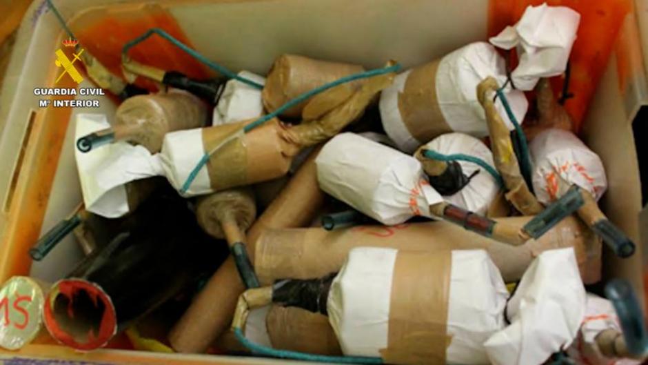 Material explosivo intervenido por la Guardia Civil en Burgos, en 2024