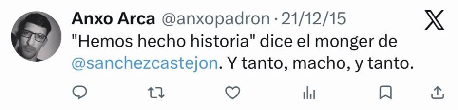 Mensaje de Anxo Arca publicado en 'X'