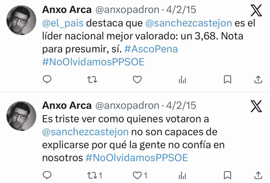 Mensaje de Anxo Arca publicado en 'X'