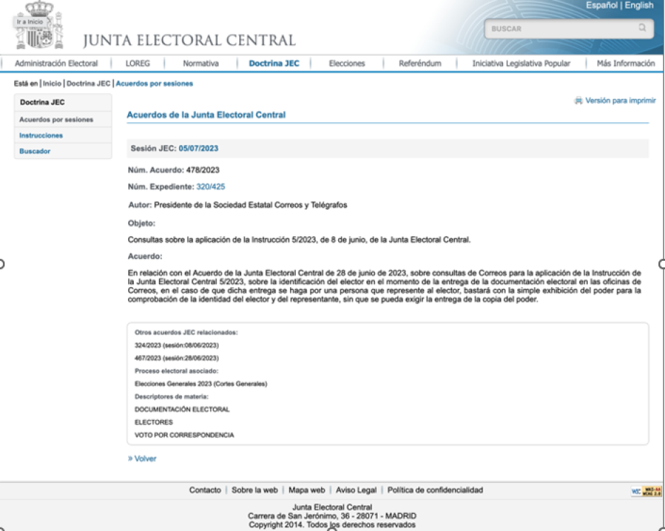 junta electoral central