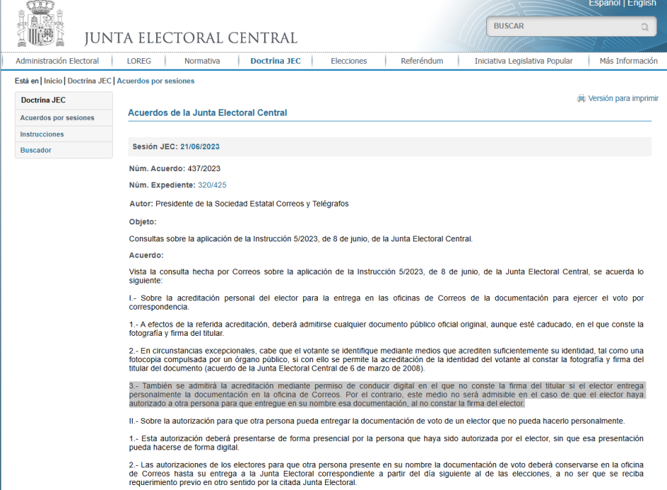 junta electoral central