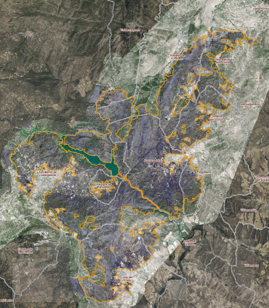 Perímetro del incendio de la Sierra Oeste de Madrid