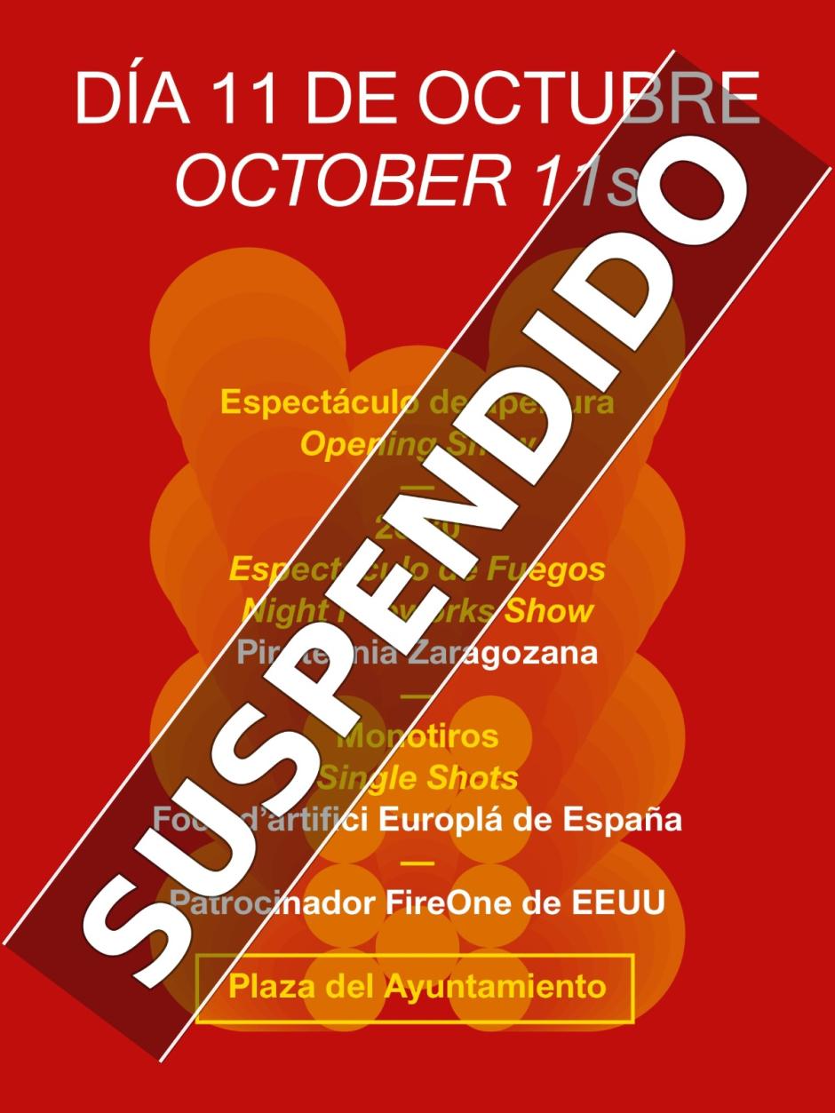 Imagen del cartel que anuncia la suspensión del espectáculo