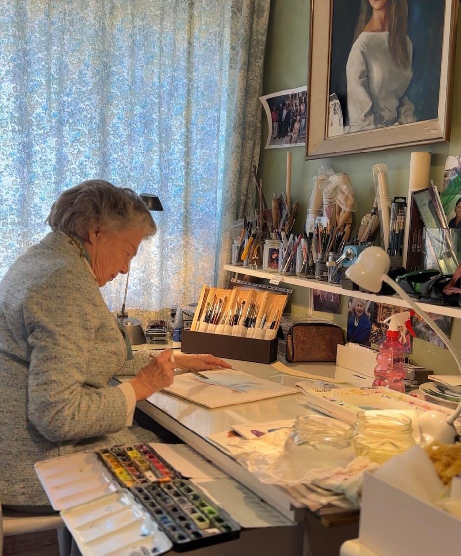La artista en su estudio