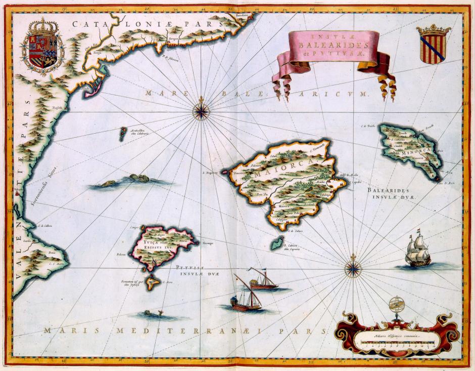 Islas Baleares en un mapa del siglo XVII