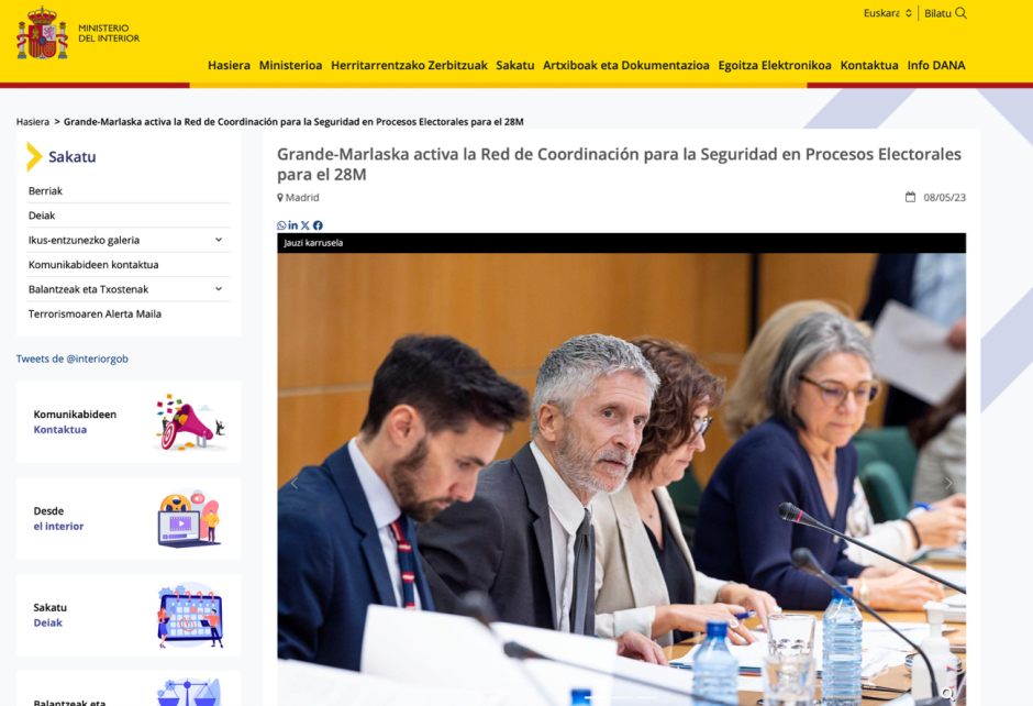 El Gobierno activó en 2023 Sánchez creó la Red de Coordinación para la Seguridad en Procesos Electorales