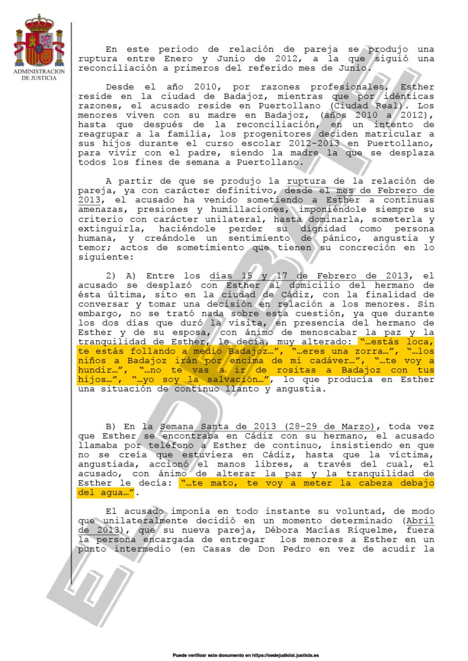 Las amenazas de Luis José Sáenz de Tejada a su ex pareja (I)