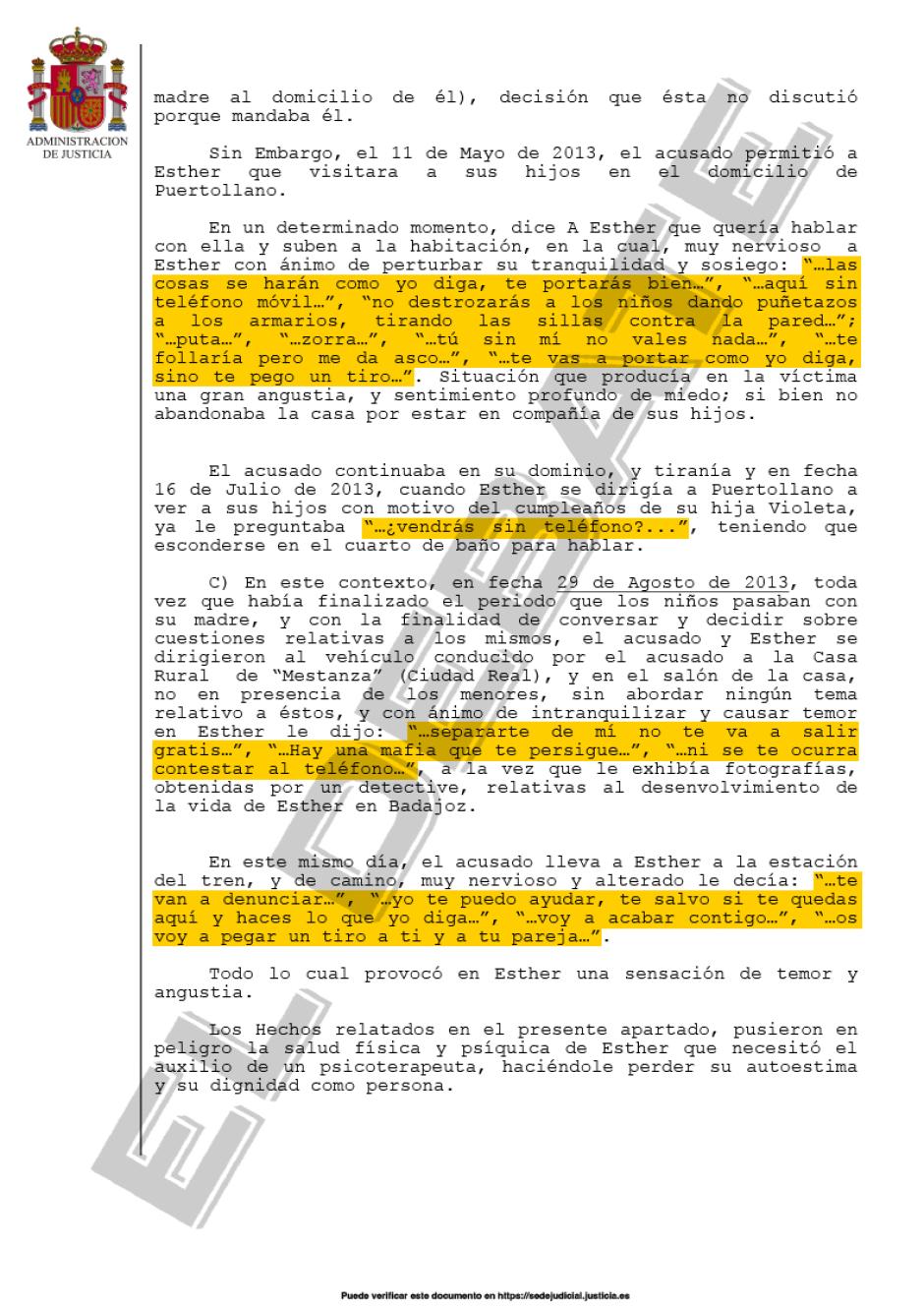 Las amenazas de Luis José Sáenz de Tejada a su ex pareja (II)