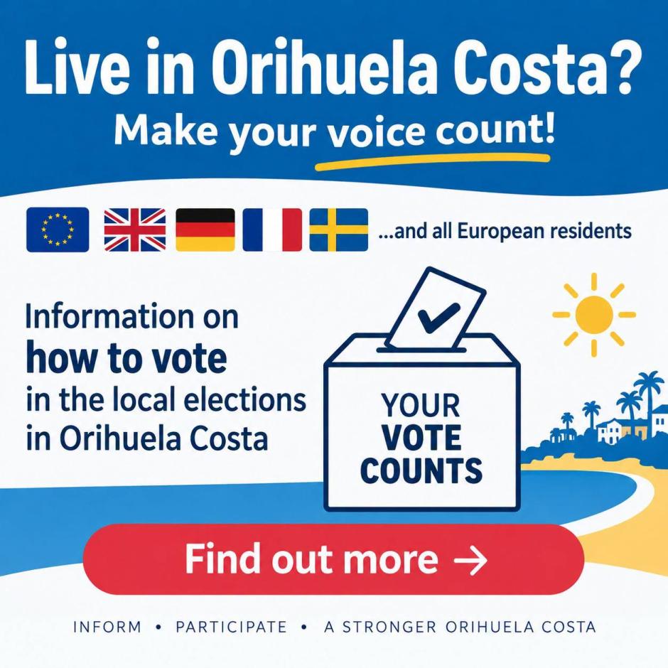 Cartel informativo en inglés sobre cómo votar en las elecciones municipales
