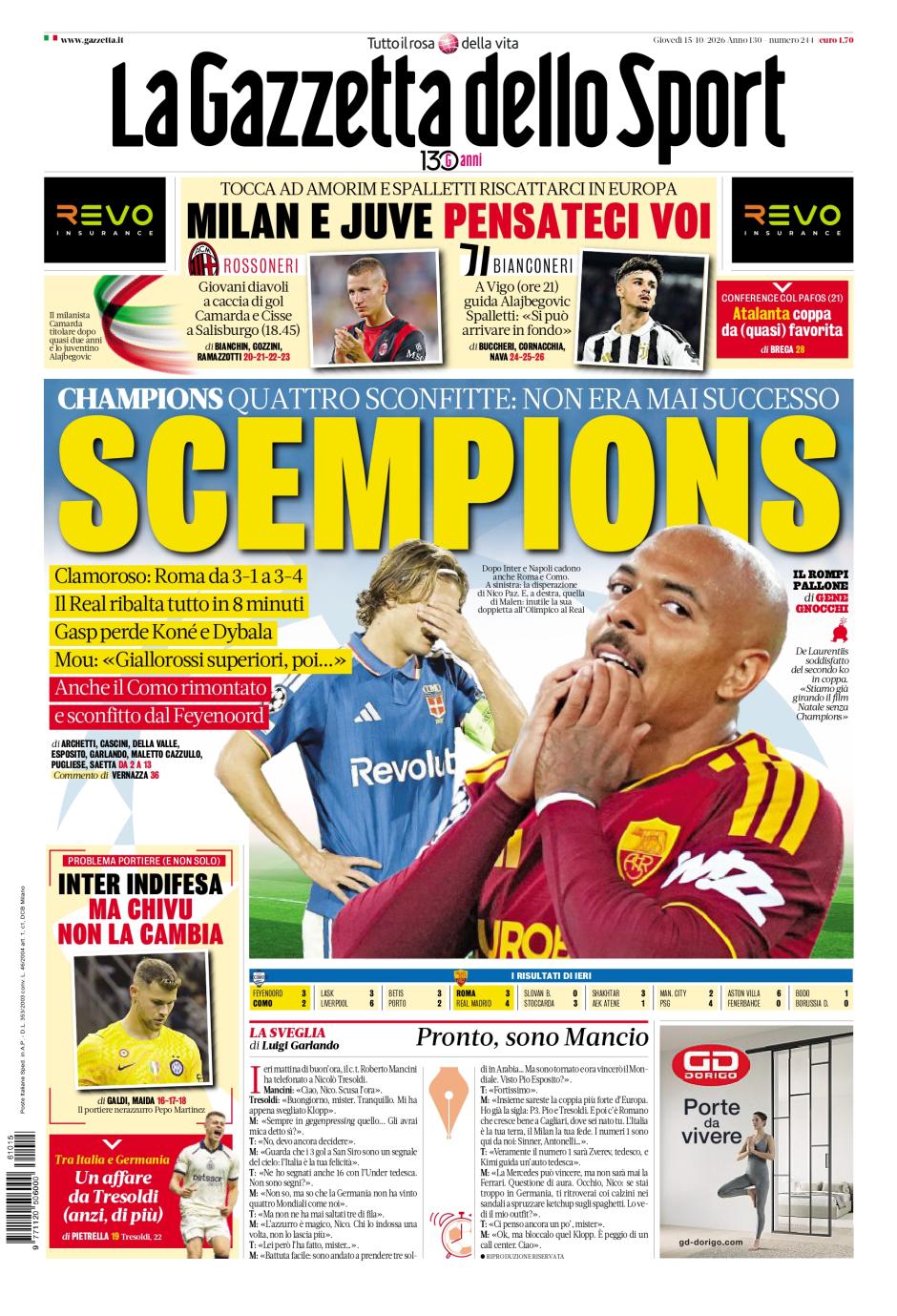Portada La Gazzetta dello Sport