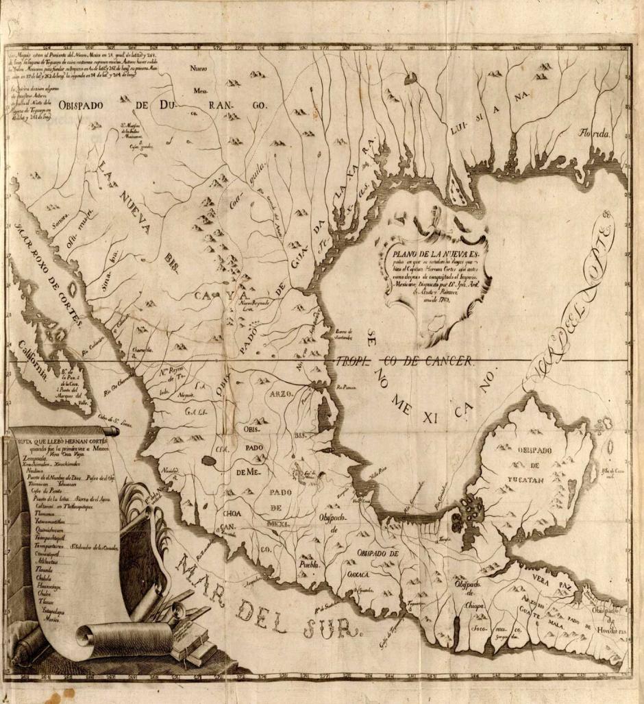 Plano de la Nueva España, de José Antonio de Alzate y Ramírez (1769)