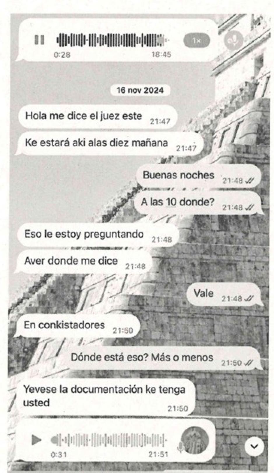 Conversaciones por WhatsApp que acreditan un encuentro con el exjuez Sáenz de Tejada