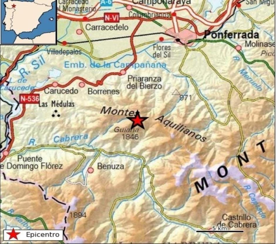 Registrado un terremoto de magnitud 4,0 en Villafranca del Bierzo (León)