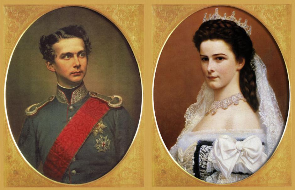 Retratos de Luis II de Baviera e Isabel de Austria, la célebre Sisí Emperatriz