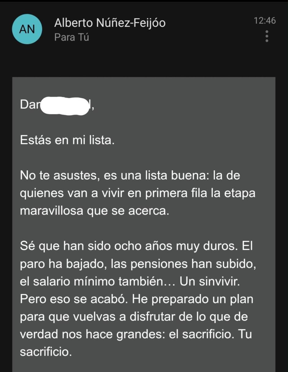 Parte del mensaje del equipo de campaña del PSOE