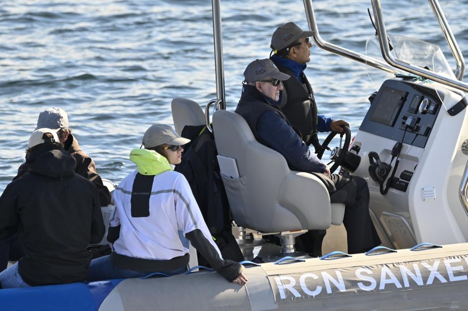 Spanish Emeritus King Juan Carlos I and Irene Urdangarin during the regatta in Sanxenxo on Saturday, 17 October 2026.