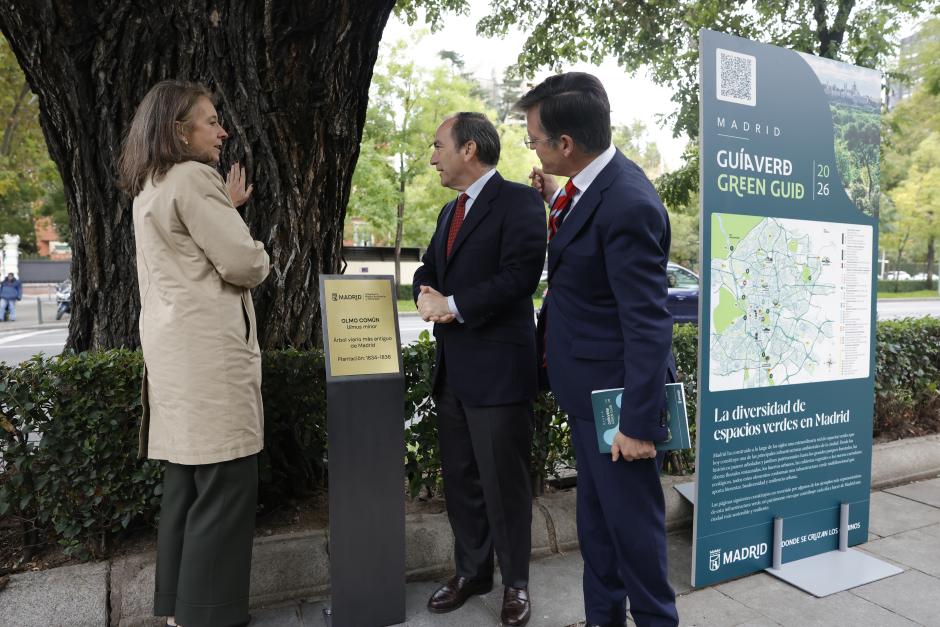 Carabante y autoridades junto al árbol más antiguo de Madrid