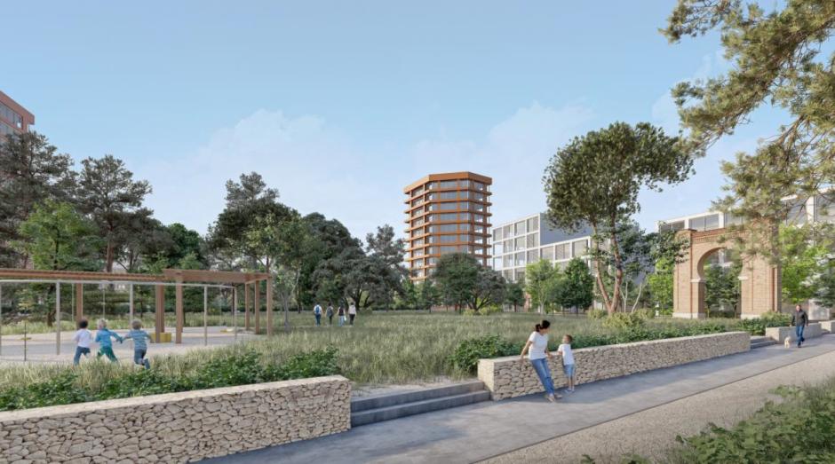 Zonas verdes del nuevo barrio proyectado en Alicante, Pino y Ruaya