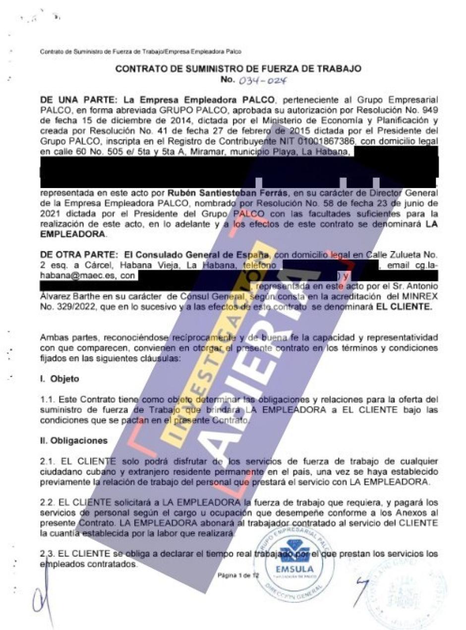 Contrato entre el Gobierno de España y el Grupo Palco