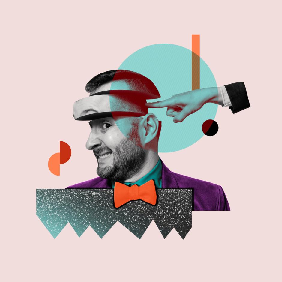 Psychologist and patient, art collage.