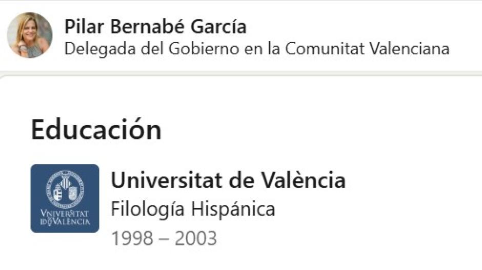 Imagen del perfil oficial de Pilar Bernabé en LinkedIn
