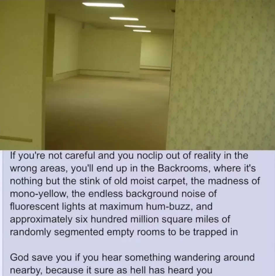 La fotografía original de los 'Backrooms', publicada en el foro de 4chan en 2019